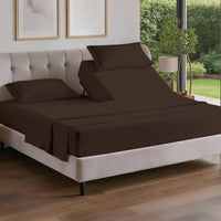Flex Top Split Head King 4 Piece Sheet Set - Ultra-Soft, Breathable - Brown