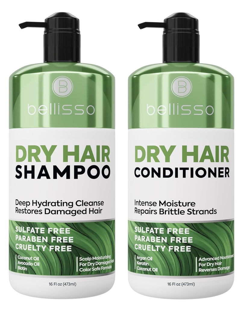 Dry Hair Shampoo and Conditioner Set - Sulfate Free Moisturizing Treatment for Damaged Hair - Zero Paraben Formula, Deep