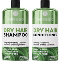 Dry Hair Shampoo and Conditioner Set - Sulfate Free Moisturizing Treatment for Damaged Hair - Zero Paraben Formula, Deep