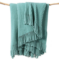lifein Throw Blanket for Couch, Soft Boho Decor Bed Throw,Cozy Blue Chenille Knitted Small Farmhouse Lightweight Throw (