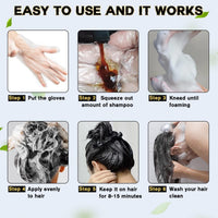 cosmpro Champú de tinte de cabello negro 3 en 1 para mujeres/hombres para cobertura de canas, champú de color instantáneo para cabello semipermanente Champu para Cana