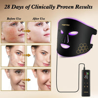 Visita la tienda de YOEYOU Terapia de luz roja para cara, máscara facial LED infrarroja, terapia de luz, 4 ondas de luz con 850 nm de infrarrojo cercano, máscara de terapia de luz roja recargable port