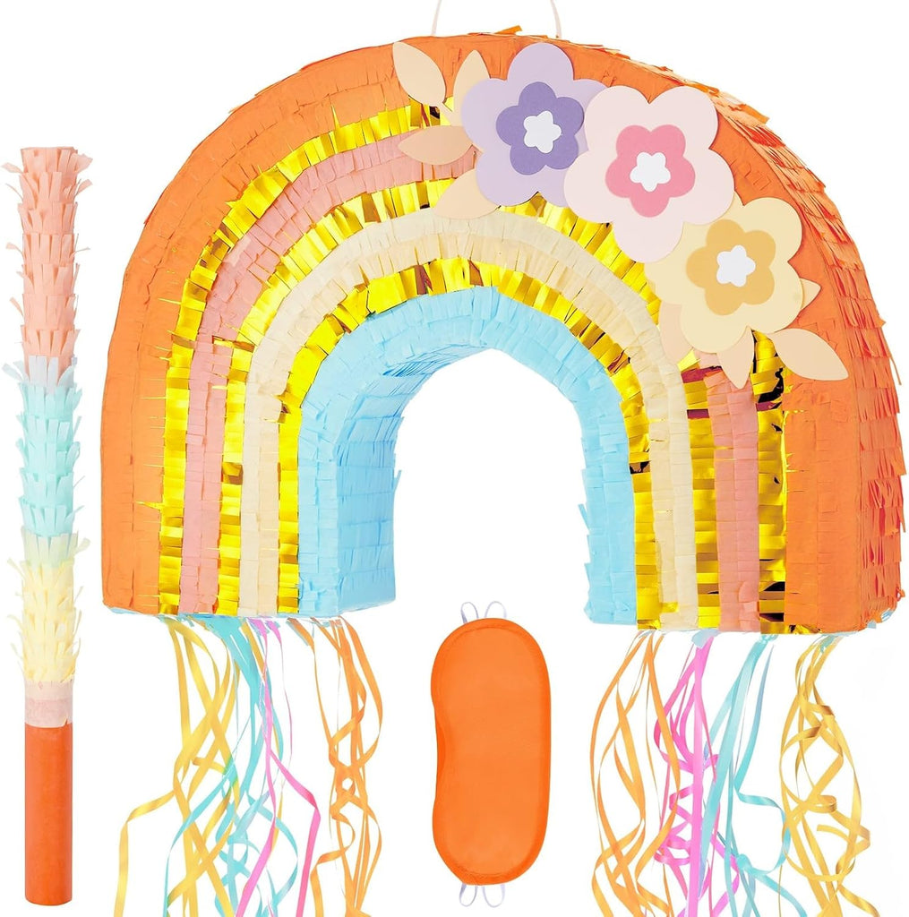 WERNNSAI Rainbow Piñata - Pull String Piñata, Summer Party Supplies