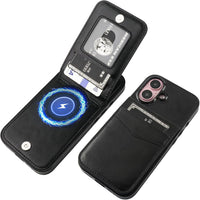 KIHUWEY for iPhone 16 Wallet Case Card Holder for MagSafe, Black