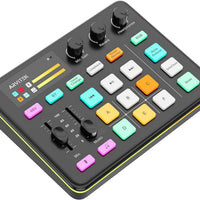 Gaming Audio Mixer for PC, Audio Interface Sound Board w/RGB Effect, Support Bluetooth, XLR/TRS Microphone, 48V Phantom