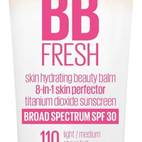 MAYBELLINE Dream Fresh Skin Hydrating BB cream, 8-in-1 Skin Perfecting Beauty Balm with Broad Spectrum SPF 30, Sheer Tint Coverage, Oil-Free, Light/Medium, 1 Fl Oz