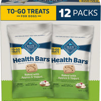 Blue Buffalo Health Bars Mini Natural Crunchy Dog Treats to-GO, Mini Biscuits, Apple & Yogurt 1-oz Bags (Pack of 12)