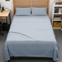 Full XL Sheets - 4 Piece Full XL Sheet Set - Breathable - Heathered Blue