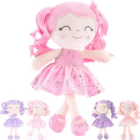 Gloveleya Doll Baby Dolls First Baby Doll Soft Doll Baby Girl Gifts Toys for Girls Curly Hair Star Pink Dress 12 inches