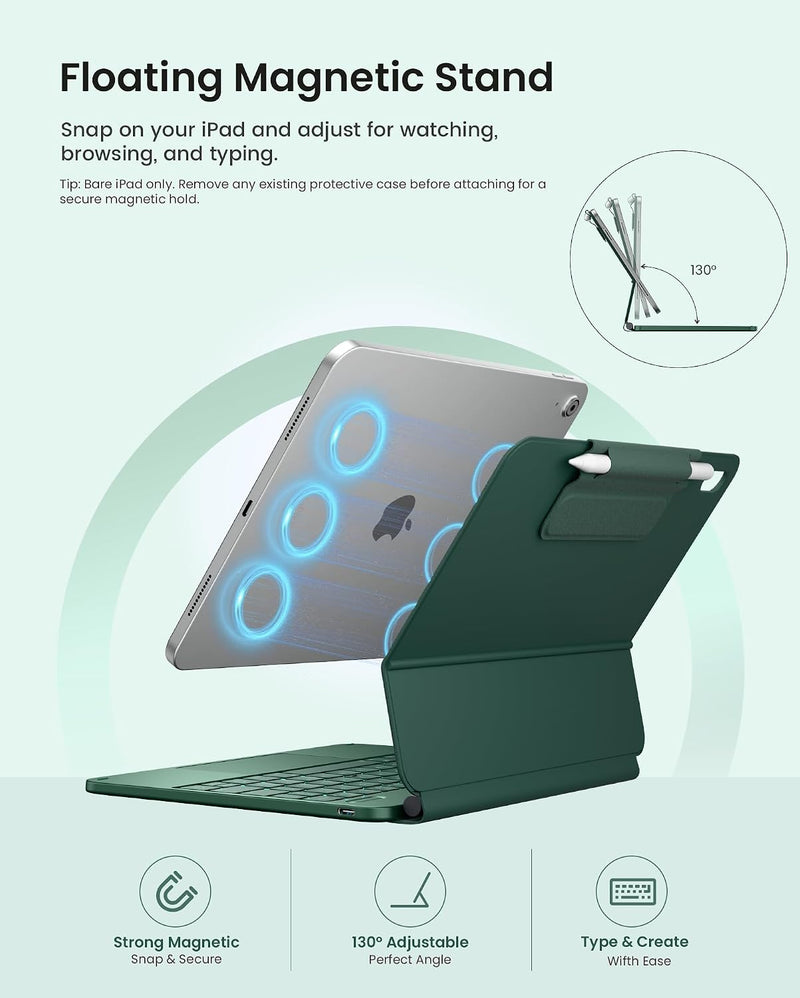 Funda con Teclado typecase Edge para iPad 11" (A16) / 10.ª Gen - Verde Medianoche
