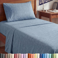 Twin XL 3 Piece Sheet Set - College Dorm Room Essentials - Heathered Blue