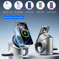 Acer Prime 3 in 1 Charging Station for Apple - Magnetic iPhone Wireless Charging Station, Magsafe Charger Stand for iPhone 17 16 15 14 13 12 - Apple Watch - Airpods Series (Charger & USB-C Included)