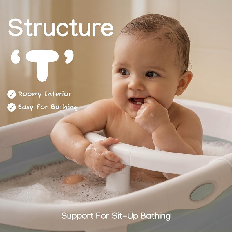 CheerTry Bañera Plegable 4 en 1 para Bebé 0 a 24 Meses Azul