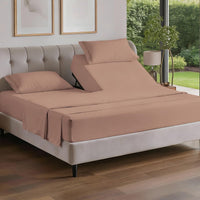 Flex Top Split Head King 4 Piece Sheet Set - Ultra-Soft, Breathable - Mauve
