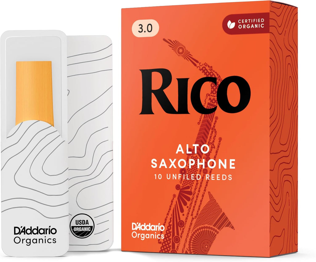 Rico Organic Alto Saxophone Reeds, Strength 3.0, 10 Pack