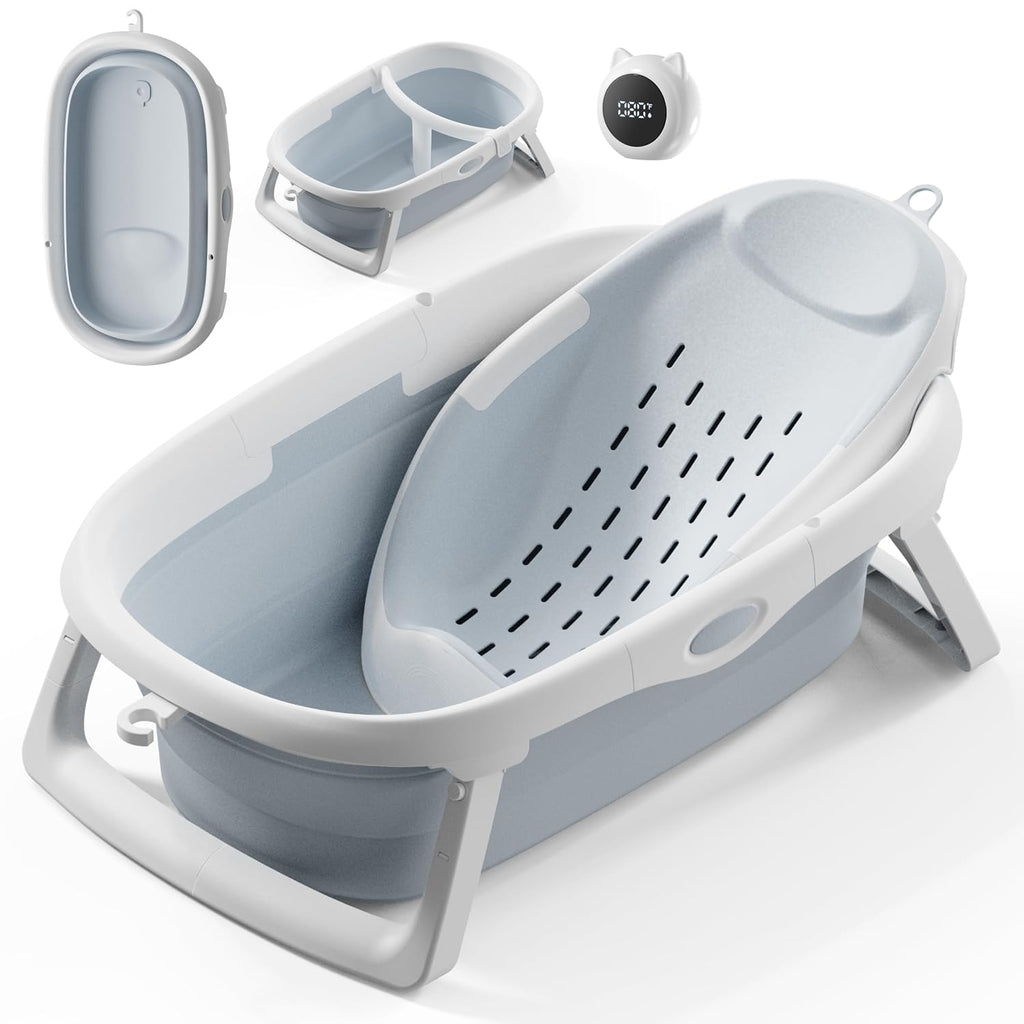 CheerTry Bañera Plegable 4 en 1 para Bebé 0 a 24 Meses Azul
