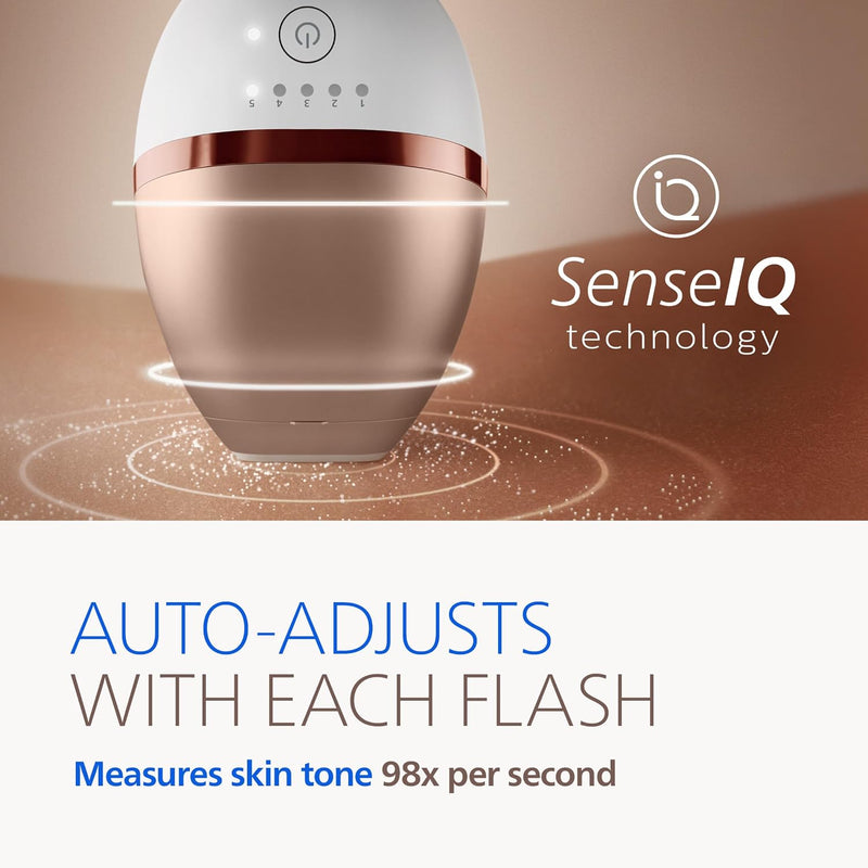 Philips Lumea 8000 Series - Dispositivo de Depilacion IPL, Reduccion Permanente del Vello, SenseIQ, 3 Accesorios