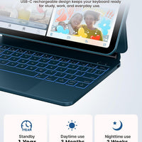 Funda con Teclado typecase Edge para iPad 11" (A16) / 10.ª Gen - Azul Pacífico
