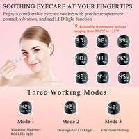 Vowleike Varita de Levantamiento de Ojos, 3 en 1 con Luz Roja Vibratoria 98°F a 113°F Pantalla LCD Masajeador de Ojos para Ojos Secos, Ojeras e Hinchazón, Eléctrico para Cara, Bolígrafo Escultor de