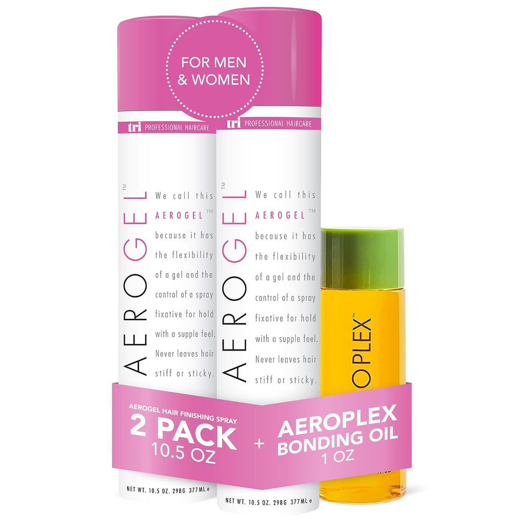TRIDESIGN Aerogel Hairspray Aeroplex Bonding Oil Bundle -10.5oz, 1oz -3Pack