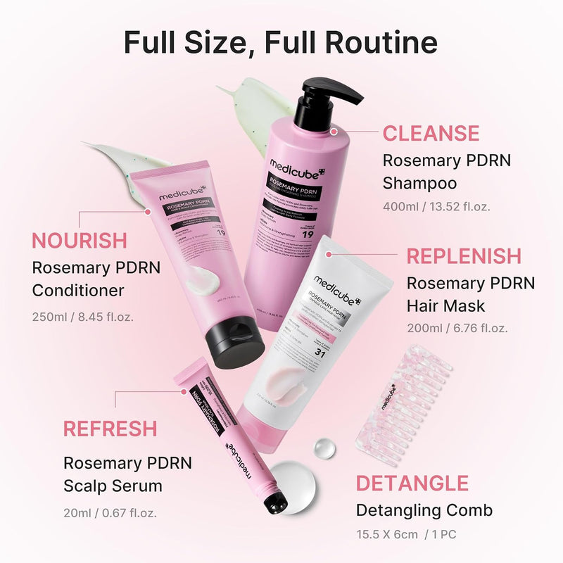 medicube Rosemary PDRN Glass Hair Set, Full-Size Gift Kit for a Fuller Look