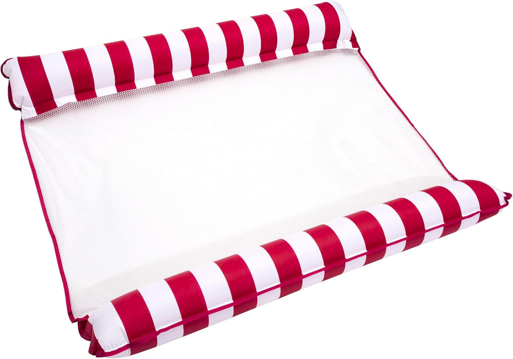 Aqua 2-in-1 Catalina XL Pool Float & Hammock – 1-2 Person, Multi-Purpose, Inflatable Pool Floats for Adults – Burgundy/White Stripe