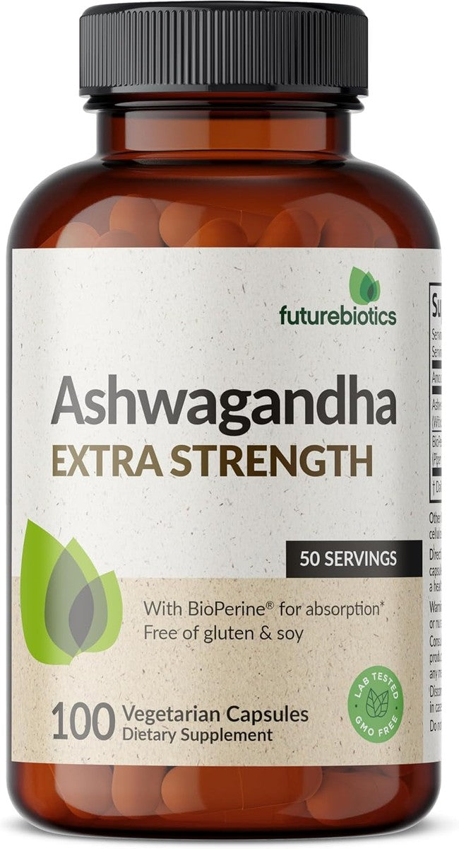 Visita la tienda de Futurebiotics Futurebiotics Ashwagandha Extra Strength - Soporte para el estrés y el estado de ánimo, 100 cápsulas