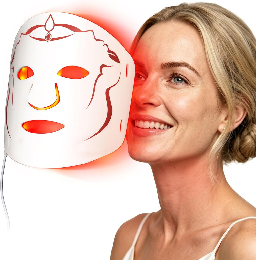 SMOOTHPRO Máscara de terapia de luz roja para arrugas faciales, máscara facial portátil de silicona, terapia de luz para cara completa, incluso tono de piel, líneas finas y arrugas, tratamiento de 10