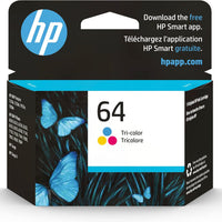 HP 64 Tri-Color Ink Cartridge | Works with Envy Inspire 7950e; Envy Photo 6200, 7100, 7800; Tango Series | Eligible for