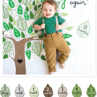 Lulujo Baby’s First Year Milestone Blanket and Card Set | 40in x 40in (Here I Grow Again)