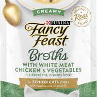 Purina Fancy Feast Broths Creamy Senior Cat Food Topper With White Meat Chicken & Vegetables, Pack of 16, 1.4 oz Pouches