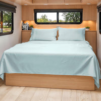 Short Queen Size 4 Piece Bed Sheet Set - RV Short Queen Sheets - Ice Blue