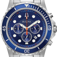Bulova Men's Classic Sport Stainless Steel Chronograph Quartz Watch, Blue Dial Style: 98B325