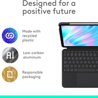 Logitech Combo Touch iPad Air 11-inch (M2, M3 & M4), iPad Air (5th gen) Keyboard Case - Detachable Backlit Keyboard with Kickstand - Midnight Black