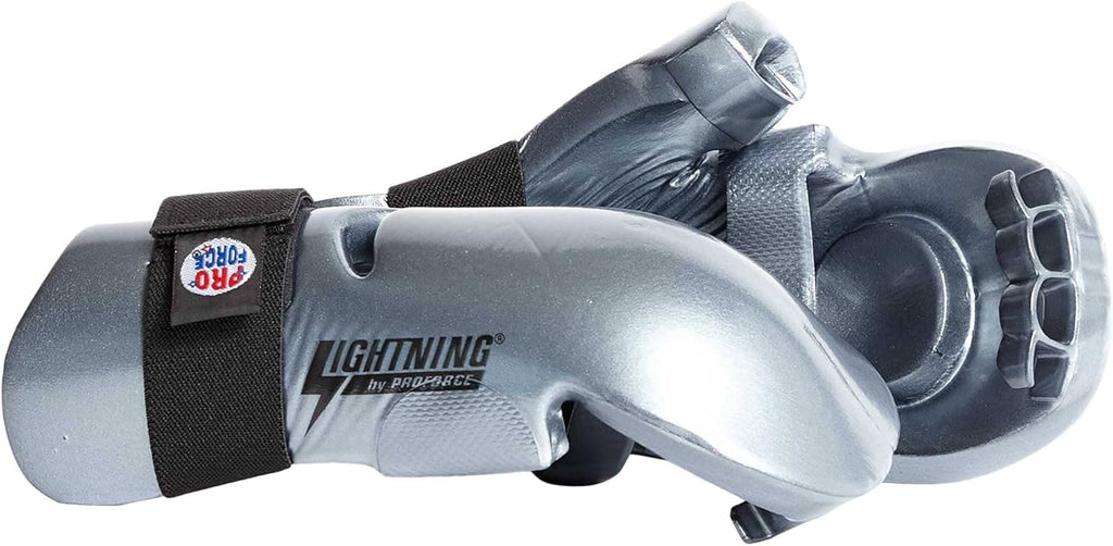 Pro Force Lightning Punches Karate Sparring Gloves - Silver - Medium