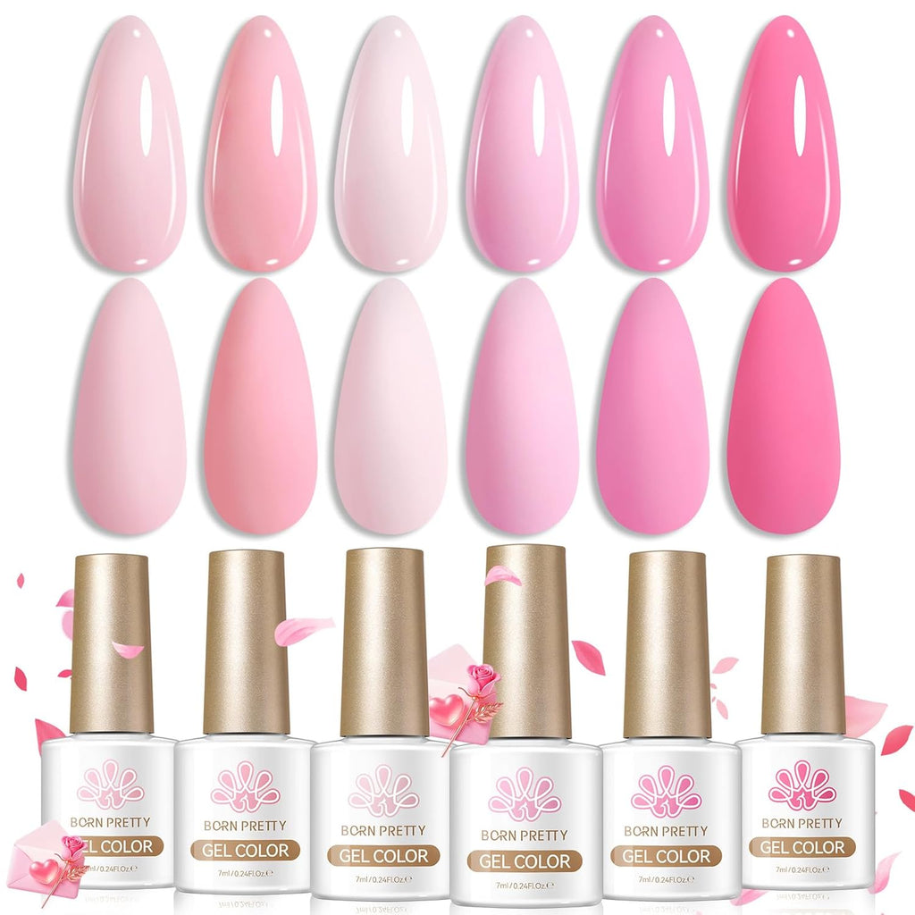 Born Pretty Pink Gel Polish,Valentine's Day Gift Sweet Light Baby Pink Nude