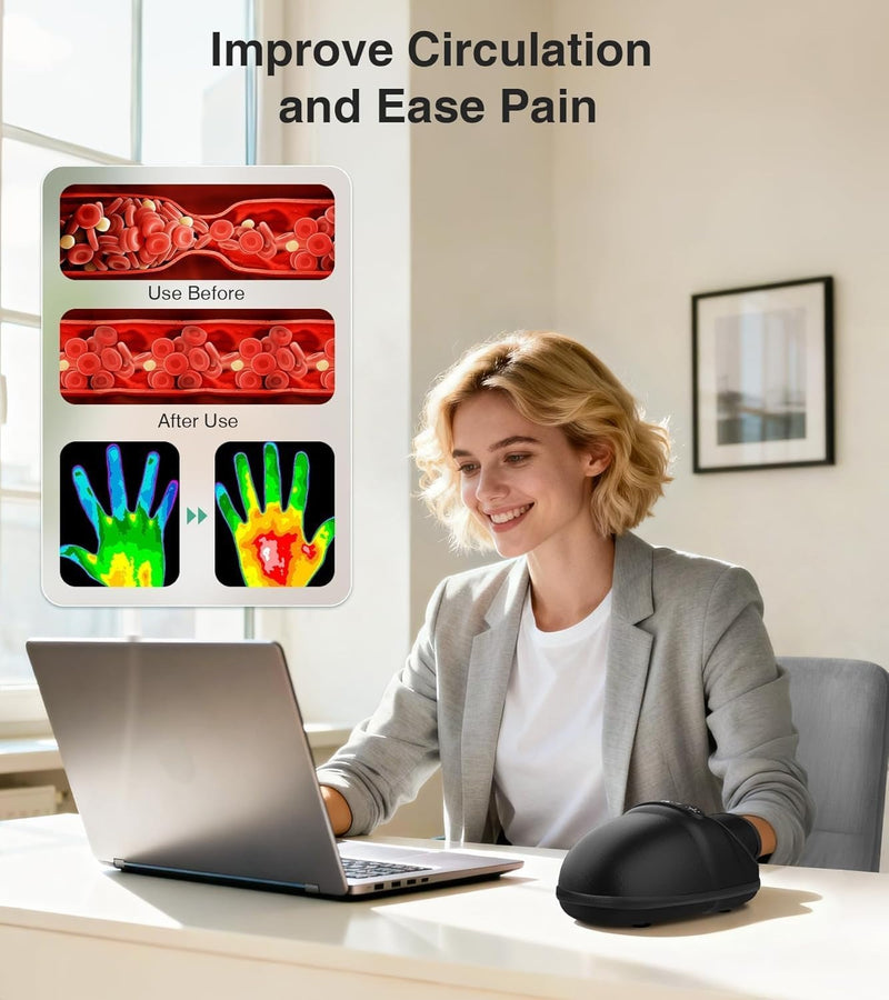 Medcursor Masajeador de manos con calor y compresión para túnel carpiano y articulaciones rígidas