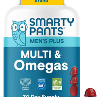 SmartyPants Men's Multivitamin Gummies with Omega 3 DHA/EPA, Methylfolate, Vitamin D3, C, B12, B6, A, K, Zinc, Raspberry Lemonade Flavor, 90 Count (30 Day Supply)