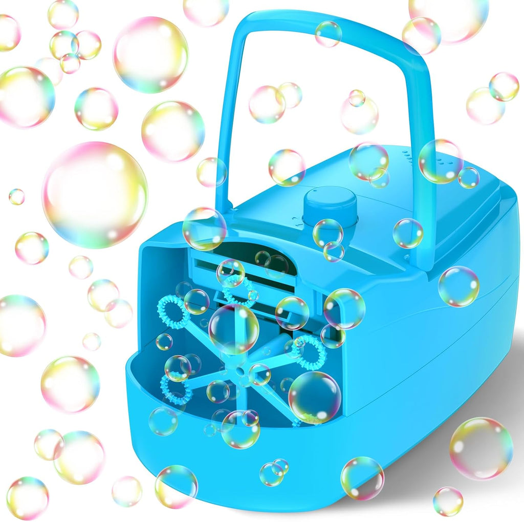 Bubble Machine for Kids, Battery Operated Bubble Blower for Parties (Blue)