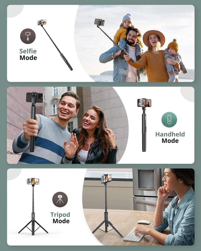 SENSYNE 68" Phone Tripod & Selfie Stick, Lightweight All in One Phone Tripod Integrated with Wireless Remote Compatible with All Cell Phones for Selfie/Video Recording/Photo/Live Stream/Vlog(Black)