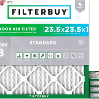 Filterbuy 23.5x23.5x1 Air Filter MERV 8 Dust & Allergy Defense (4-Pack)