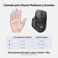 Acer Wireless Mouse for Laptop, Bluetooth Computer Mouse Ergonomic for 4 Devices(2.4Ghz+BT 5.2+Wired), OLED Screen Rechargeable Mice, 5 Programmable Buttons, 4000 DPI for MacBook PC Desktop