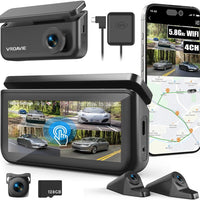 VROAVIE 4 Channel 360° Dash Cam Detached Side Cameras, 4" Touch Screen