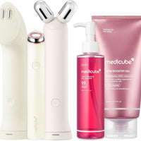 medicube Juego de dispositivo y cuidado de la piel 3 en 1 (beige) Mini Booster Pro Plus Full Set Beige, limpiador PDRN Jelly to Foam y gel potenciador PDRN