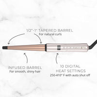 Remington Shine Therapy - Varita rizadora cónica con infusión de aceite de argán y queratina de ½ a 1 pulgada para rizos naturales, incluye guante térmico