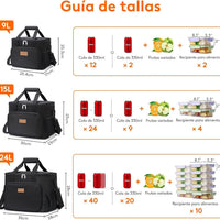 Lifewit Medium Lunch Bag, Insulated Lunch Box, Soft Cooler Cooling Tote for Adult Men Women, Black 12-Can (9L)