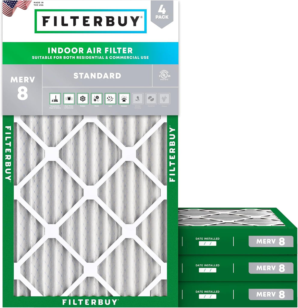Filterbuy 14x30x2 Air Filter MERV 8 Dust & Allergy Defense (4-Pack)