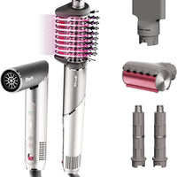 Shark Secador de pelo Shark FlexFusion con cepillo de pelo Fusion, moldeador de aire cerámico con rizadores de pelo auto-enrollables y concentrador, placas cerámicas, Metallic Mist HD641 ⚠️ Versión 12