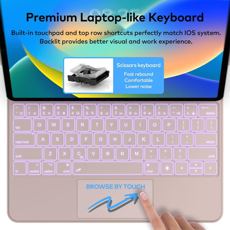 Funda con Teclado runelk para iPad Air 11" (M4/M3/M2) y Pro 11" - Oro Rosa