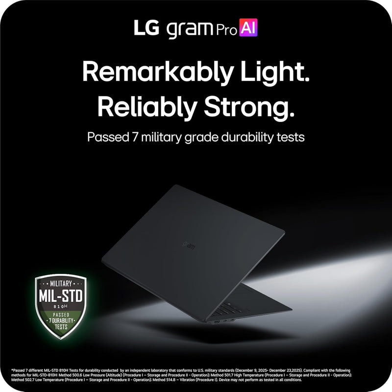 LG gram Pro 17-inch Thin and Lightweight Dual AI Touchscreen Laptop Computer, Copilot+ PC, Intel Core Ultra 7 355 Processor, Windows 11 Home, 32GB RAM, 1TB SSD - Obsidian Black